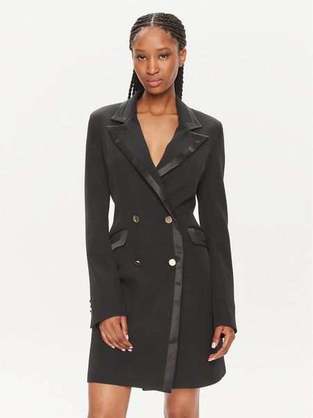 Fracomina Sukienka koktajlowa FQ24SD1008W42901 Czarny Slim Fit. Czarne sukienki damskie Fracomina, xs, bez wzorów, z syntetyku, wizytowe, bez kołnierzyka, bez ramiączek. Za 499.99 zł.