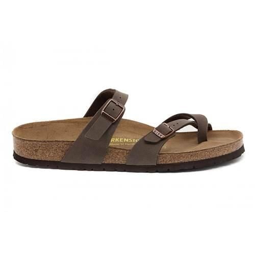 Klapki unisex Birkenstock 071061. Brązowe klapki damskie Birkenstock, bez wzorów, z materiału, bez obcasa. Za 685.00 zł.
