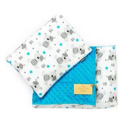 Floo For Baby Zestaw Do Wózka - Kocyk + Poduszka Minky Uni Minky Blue Teddy. Kocyki dla dzieci marki Pulp. Za 77.00 zł.