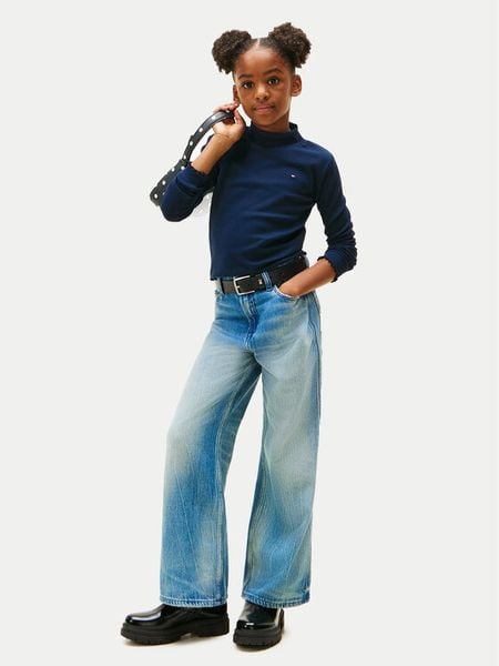 Tommy Hilfiger Bluzka KG0KG08802 D Granatowy Regular Fit. Niebieskie bluzki dla dziewczynek Tommy Hilfiger, bez wzorów, z bawełny, bez ramiączek. Za 149.99 zł.