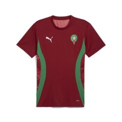 Męska koszulka przedmeczowa Maroko PUMA Intense Red Archive Green. Czerwone koszulki sportowe męskie Puma, l, bez wzorów, bez kołnierzyka, bez ramiączek, do piłki nożnej. Za 255.00 zł.