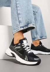Czarne Streetwearowe Sneakersy ze Wstawkami z Siateczki Deylisse. Czarne obuwie sportowe damskie Renee, bez wzorów, z jeansu, trekkingowe. Za 89.99 zł.