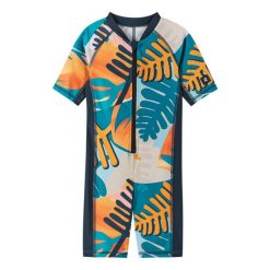 Kombinezon UPF 50+ dziecięcy Reima Vesihiisi. Brązowe kąpielówki dla chłopców Reima, bez wzorów. Za 179.99 zł.