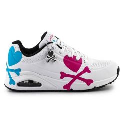 Buty Skechers Crossing Hearts W 155227-WMLT białe. Białe obuwie sportowe damskie bez wzorów, z materiału. Za 640.44 zł.