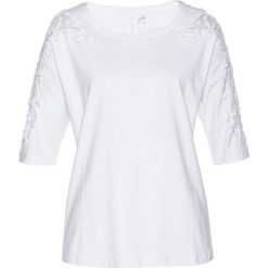 Shirt z bawełny organicznej bonprix biały. Bluzki damskie bonprix. Za 89.99 zł.