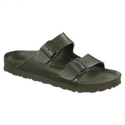 Klapki damskie Birkenstock Arizona Birkoflor. Czarne klapki damskie Birkenstock, bez wzorów, z materiału, bez obcasa. Za 357.00 zł.