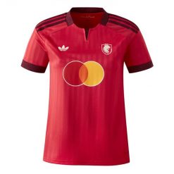 Koszulka wyjazdowa damska OL Lyonnes 2026/27. Czerwone koszulki sportowe damskie Adidas, m, bez wzorów, z materiału, bez kołnierzyka, bez ramiączek, na fitness i siłownię. Za 423.00 zł.