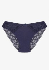 Granatowe Bawełniane Majtki Typu Figi z Koronką Arivass. Niebieskie figi damskie Born2be, l, bez wzorów, z bawełny. Za 4.99 zł.