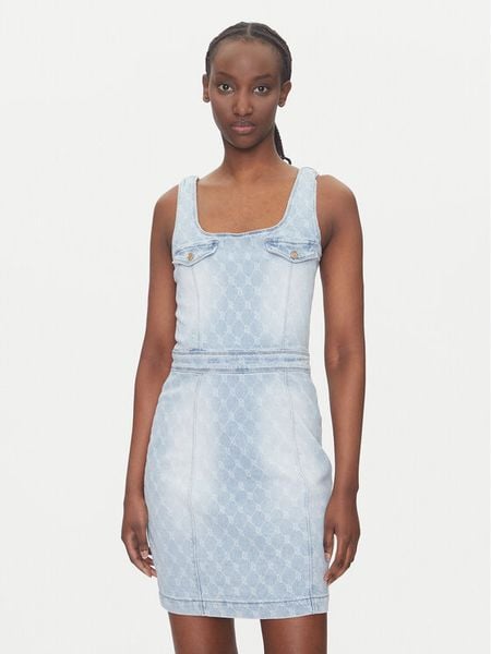 Gaudi Sukienka jeansowa 511BD16001 Niebieski Slim Fit. Niebieskie sukienki damskie Gaudi, xl, bez wzorów, z bawełny, bez kołnierzyka, bez ramiączek. Za 369.99 zł.
