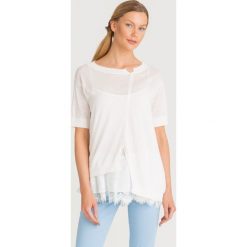SWETER LE COEUR Twinset. Białe swetry damskie Twinset, l, bez wzorów, z koronki, bez kołnierzyka, bez ramiączek, bez kaptura. Za 377.40 zł.
