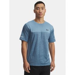 Koszulka T-Shirt Treningowy Męski Under Armour Szybkoschnący AU Tech. Niebieskie t-shirty męskie Under Armour, m, bez wzorów, sportowe, bez kołnierzyka. W wyprzedaży za 88.09 zł.