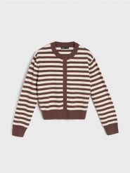 Sweter w paski z domieszką wiskozy - wielobarwny. Swetry damskie Sinsay, l, bez wzorów, z wiskozy, bez kołnierzyka, bez ramiączek, bez kaptura. Za 49.99 zł.