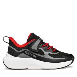 Sneakersy Geox. Czarne trampki i tenisówki chłopięce Geox, bez wzorów, bez zapięcia. Za 229.99 zł.