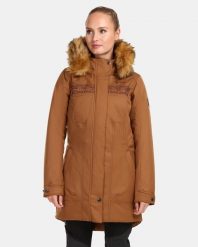 Damski płaszcz zimowy Kilpi PERU-W. Brązowe płaszcze damskie Kilpi, na zimę, m, bez wzorów, z materiału, eleganckie, bez kaptura. Za 350.50 zł.