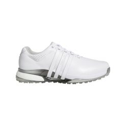 Buty do golfa bez kolców adidas Tour360 25. Białe buty sportowe męskie Adidas, bez zapięcia, na golfa. W wyprzedaży za 779.05 zł.