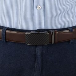 Pasek męski skórzany 3,5 cm klamra automatyczna Beltimore brązowy 52-601 : Kolory - brązowy, beżowy, Rozmiar pasków - r.110-125 cm. Brązowe paski damskie bez wzorów, ze skóry, wizytowe. Za 64.99 zł.