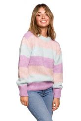 Ciepły Sweter w Bloki Kolorystyczne - Model 1. Swetry damskie MOE, l, bez wzorów, z materiału, bez kołnierzyka, bez ramiączek, bez kaptura. Za 214.90 zł.