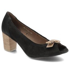 Czarne Półbuty Karino Eleganckie Czółenka Na Obcasie. Czarne czółenka damskie Karino, bez wzorów, z nubiku, biznesowe, bez obcasa, na obcasie, bez zapięcia. Za 159.00 zł.