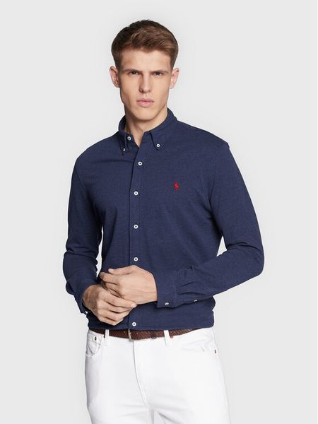 Polo Ralph Lauren Koszula 710654408081 Granatowy Regular Fit. Niebieskie koszule męskie Polo Ralph Lauren, m, bez wzorów, bez kołnierzyka, bez ramiączek. Za 639.99 zł.