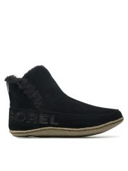 Sorel Botki Nakiska™ NL3389-011 Czarny. Czarne botki damskie Sorel, ze skóry, bez obcasa, na płaskiej podeszwie, bez zapięcia. Za 369.99 zł.