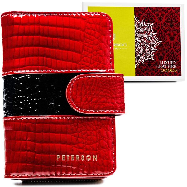 Portfel damski Peterson PTN PH31-3-RS czerwony. Czerwone portfele damskie Peterson, bez wzorów, ze skóry. Za 91.99 zł.