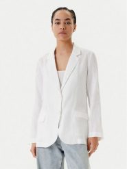 United Colors Of Benetton Marynarka 2AGHDW00R Biały Regular Fit. Białe żakiety damskie United Colors Of Benetton, bez wzorów, ze lnu. Za 299.99 zł.