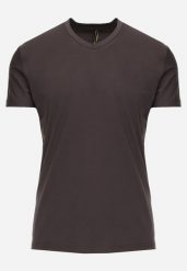 Ciemnoszara Koszulka T-shirt z Bawełny z Dekoltem w Serek Rionisse. Szare t-shirty męskie Born2be, l, bez wzorów, z bawełny, biznesowe, bez kołnierzyka. Za 39.99 zł.