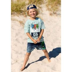 Spodenki Kąpielowe Chłopięce LEGO Ninjago Aiko314 Granatowe. Niebieskie kąpielówki dla chłopców LEGO, bez wzorów, z materiału, sportowe. Za 129.99 zł.