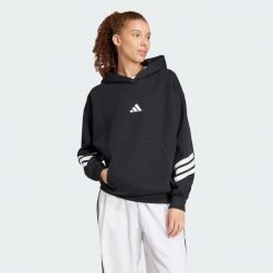 Bluza z kapturem Future Icons 3-Stripes. Czarne bluzy sportowe damskie Adidas, bez wzorów, z materiału, z kapturem, na fitness i siłownię. Za 295.60 zł.