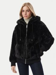 Guess Futro W6BL98 W5896 Czarny Regular Fit. Czarne płaszcze damskie Guess, s, z aplikacjami, z futra, bez kaptura. Za 694.99 zł.