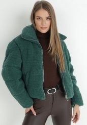 Zielona Kurtka Futerko Teddy Zychee. Zielone kurtki damskie Born2be, m, bez wzorów, z futra, bez kaptura. Za 279.99 zł.