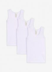 Podkoszulki z miękką bawełną (3 szt.). Białe t-shirty i topy dla dziewczynek bonprix, bez wzorów, z bawełny, bez ramiączek. Za 64.99 zł.