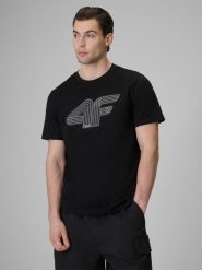 4F T-shirt regular z nadrukiem męski - czarny XL. Czarne t-shirty męskie 4f, m, bez wzorów, z bawełny, klasyczne, bez kołnierzyka. Za 69.99 zł.