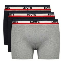 Bokserki Męskie (zestaw 3 Sztuk). Czarne bokserki męskie Levi's, m, bez wzorów, z bawełny. Za 189.99 zł.