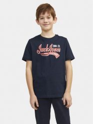 Jack & Jones Junior T-Shirt 12257379 Granatowy Standard Fit. Niebieskie t-shirty dla chłopców Jack & Jones Junior, bez wzorów, z bawełny, bez ramiączek. Za 44.99 zł.