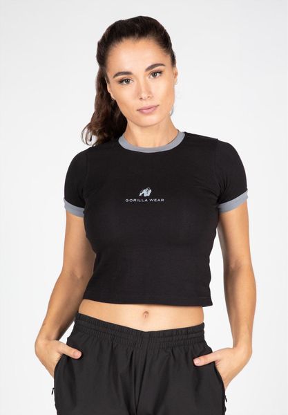 New Orleans Cropped Koszulka - Czarny. Czarne koszulki sportowe damskie GORILLA WEAR, xs, bez wzorów, z bawełny, bez kołnierzyka. Za 108.45 zł.