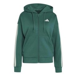 Bluza Adidas Sport W 3S Fl Fz Hd Damskie. Zielone bluzy damskie Adidas, m, bez wzorów, z bawełny, z kapturem. Za 335.99 zł.