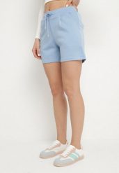 Jasnoniebieskie Szorty Dresowe przed Kolano z Wiązaniem w Pasie Dulcima. Niebieskie szorty damskie Born2be, na lato, l, bez wzorów, z dresówki, eleganckie. Za 44.99 zł.