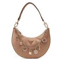 Torebka Guess. Brązowe torebki do ręki damskie Guess, z aplikacjami, klasyczne, bez dodatków. Za 609.99 zł.