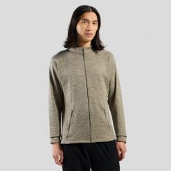 Bluza męska Odlo TENCIA Mid layer full zip. Szare bluzy męskie Odlo, l, bez wzorów, z materiału, bez kaptura. Za 449.99 zł.