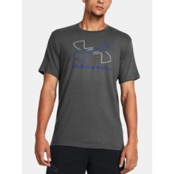 T-Shirt Koszulka Męska Under Armour Sportowa. Szare koszulki sportowe męskie Under Armour, m, bez wzorów, bez kołnierzyka, bez ramiączek, na fitness i siłownię. Za 129.99 zł.