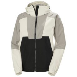 Kurtka przeciwdeszczowa damska Helly Hansen Rig Rain. Szare kurtki sportowe damskie Helly Hansen, bez wzorów, bez kaptura. W wyprzedaży za 648.50 zł.