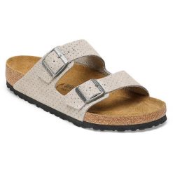 Klapki unisex Birkenstock Arizona Stone Coin. Szare klapki damskie Birkenstock, bez wzorów, z materiału, klasyczne, bez obcasa. Za 610.85 zł.