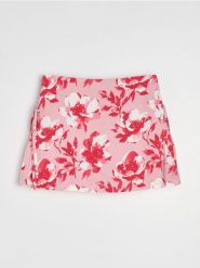 Wiskozowa spódnica mini z motywem kwiatowym - wielobarwny. Spódnice damskie Sinsay, l, bez wzorów, z wiskozy, mini. Za 29.99 zł.