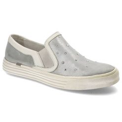 Srebrne Trampki Carinii Damskie Modne Obuwie. Szare obuwie sportowe damskie Carinii, bez wzorów, ze skóry, eleganckie, bez zapięcia. Za 169.00 zł.