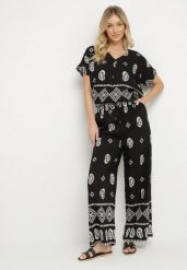 Czarny Bawełniany Komplet Koszula i Szerokie Spodnie w Stylu Boho Ollirive. Czarne koszule damskie Born2be, l, z aplikacjami, z bawełny. Za 64.99 zł.