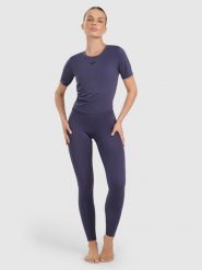 4F Legginsy do jogi i pilatesu szybkoschnące damskie - granatowe L. Niebieskie legginsy damskie 4f, l, bez wzorów, z dzianiny. Za 169.99 zł.