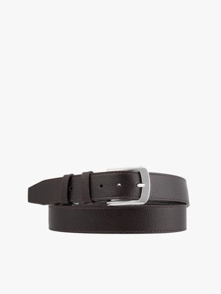 Ciemnobrązowy skórzany pasek. Brązowe paski damskie Ryłko, bez wzorów, z jeansu, eleganckie. Za 129.99 zł.