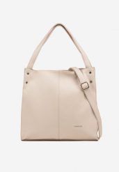Beżowa Torebka w Typie Shopper z Paskiem i Rączką Soreline. Brązowe torby na ramię damskie Renee, bez wzorów, z jeansu, biznesowe, bez dodatków. Za 149.99 zł.
