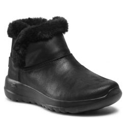 Botki Skechers. Czarne botki damskie Skechers, bez obcasa, na płaskiej podeszwie, bez zapięcia. Za 279.99 zł.